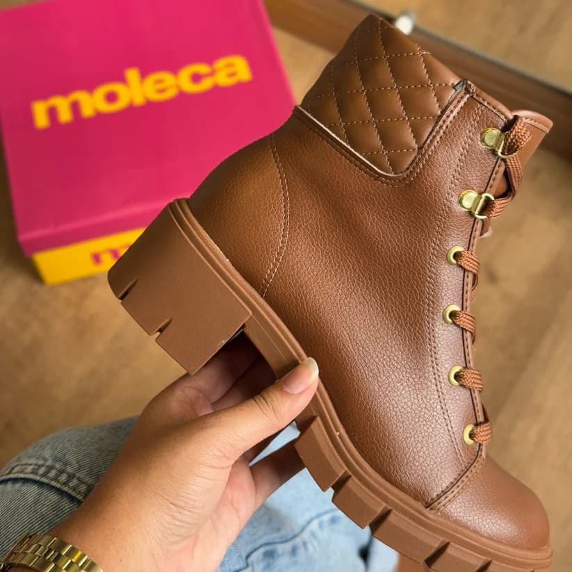 Bota Coturno Moleca Salto Bloco Tratorado